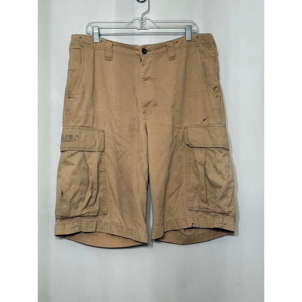 Polo Jeans Ralph Lauren Mens 34 Cargo Shorts Baggy Paint Grunge Khaki Y2K Skate